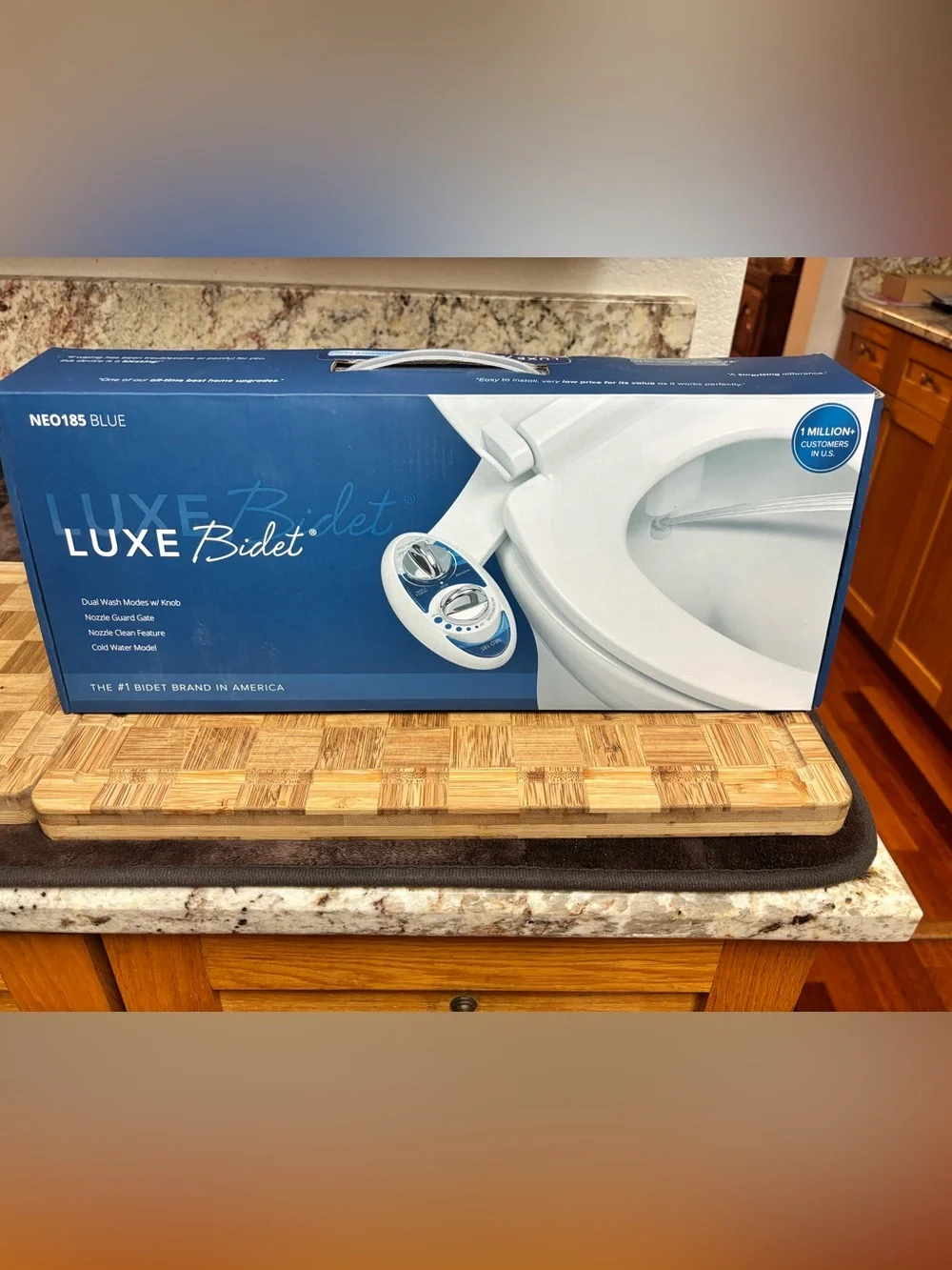 Luxe Toilet Bidet Attachment in Blue and White